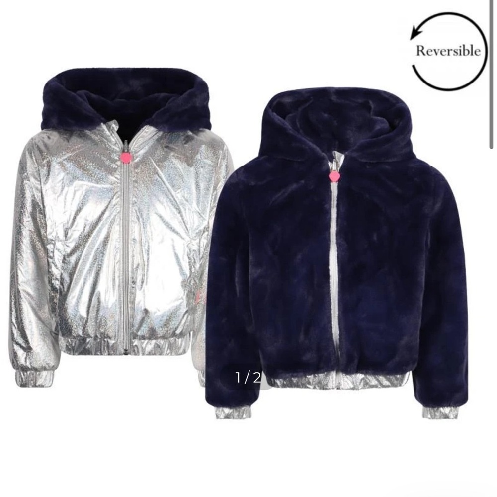 BILLIEBLUSH Reversible Faux Fur Jacket in Silver